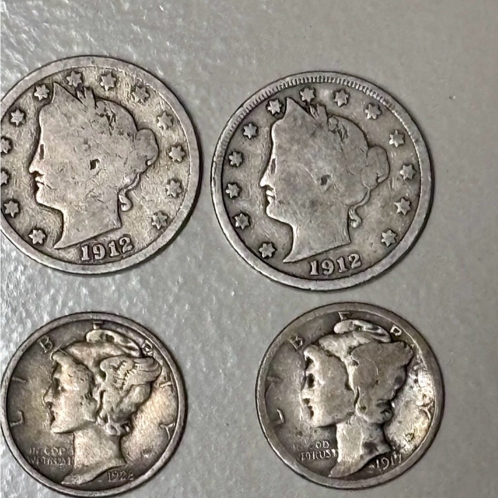 Mercury Dime 1917 and 1928
2-5 cents 1912